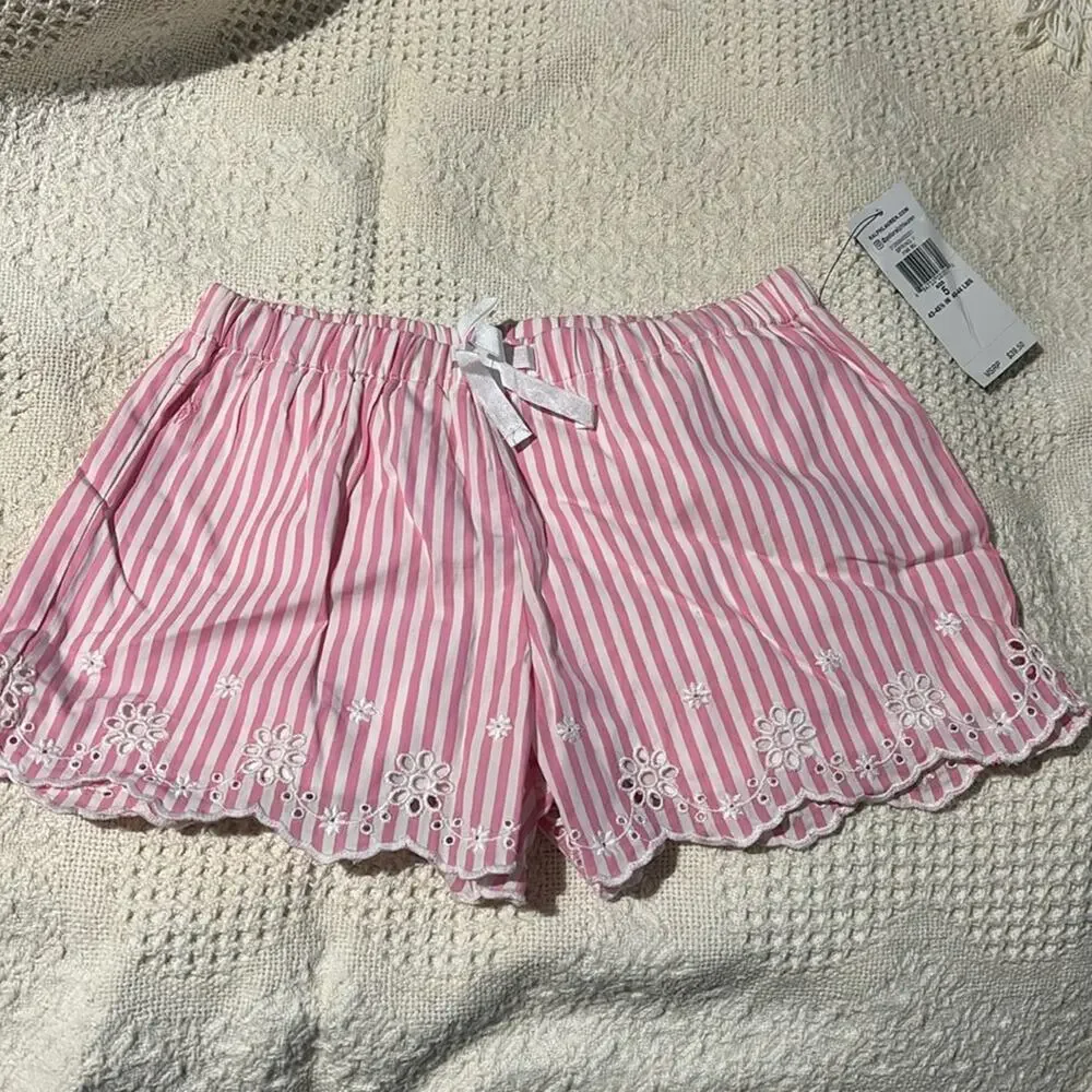 ralph Lauren 5 pink white stripe elastic waste lined short eyler hemline nwt